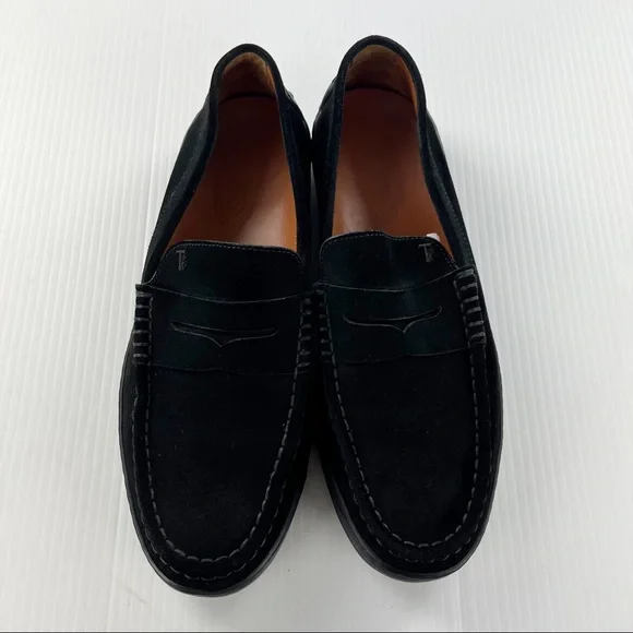 Tods Black Suede Vibram Driving Penny Loafers Shoes - Picture 4 of 7